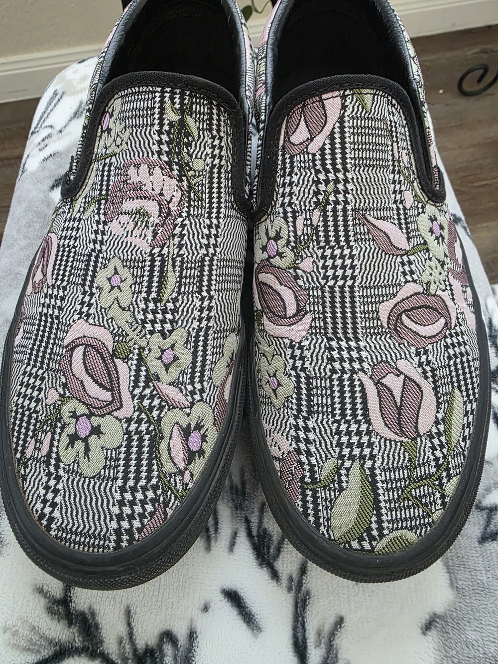 Vans Platform Slip-On Sneakers with Pink Floral Plaid - Picture 8 of 8